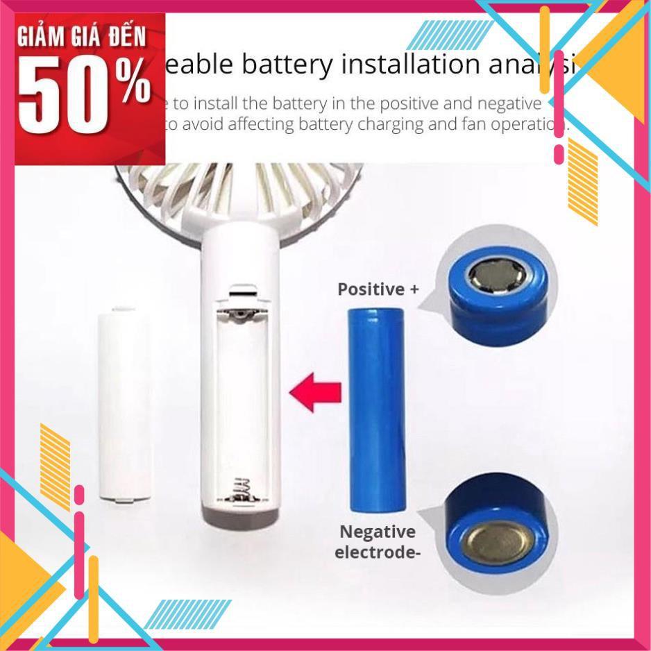 Quạt mini cầm tay tích điện sạc usb dự phòng có chân đế để bàn 3 chế độ gió siêu mát tiện dụng