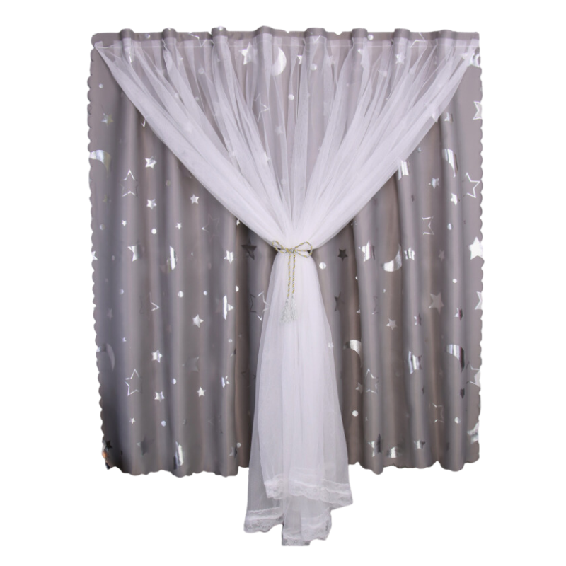 Rèm Khoen Lỗ, Khoen Ri Đô, Rèm Dán Hai Lớp TRĂNG SAO XÁM Chống Nắng Tốt, Kích Thước Đa Dạng