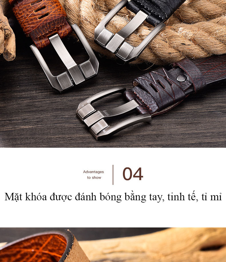 Thắt lưng/ Dây nịt nam da bò thật nguyên miếng cao cấp mã 9219