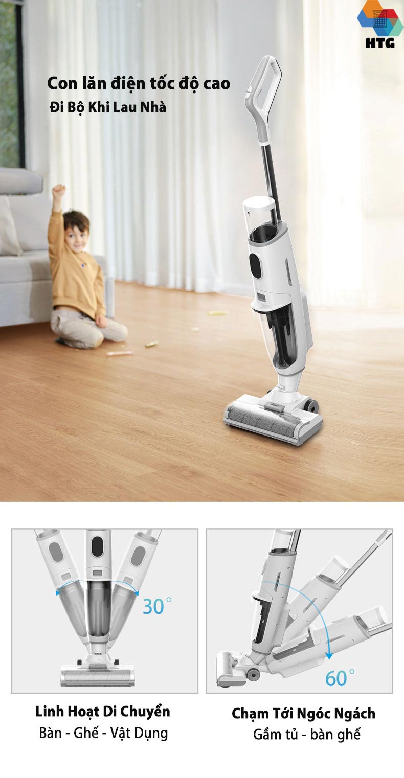 Máy hút bụi lau nhà airbot iClean Pro tích hợp tự động giặt Dẻ, 3 công việc trong 1, hút và lau chuyên sâu, hàng chính hãng