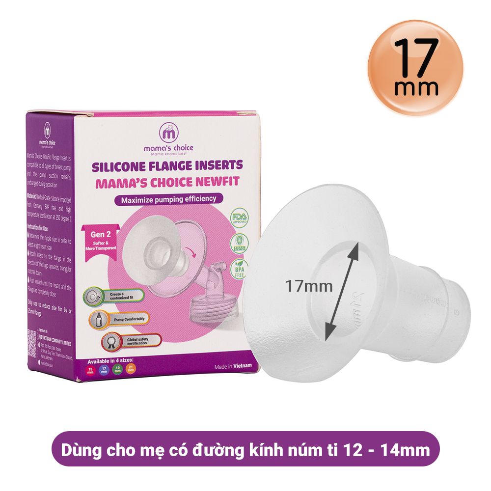 Trợ Phễu Silicone Mama's Choice NewFit, Đệm Hạ Size Phễu Size 15-17-19-21mm, Hút Sữa Hiệu Quả và Êm Ái - 1 Cái