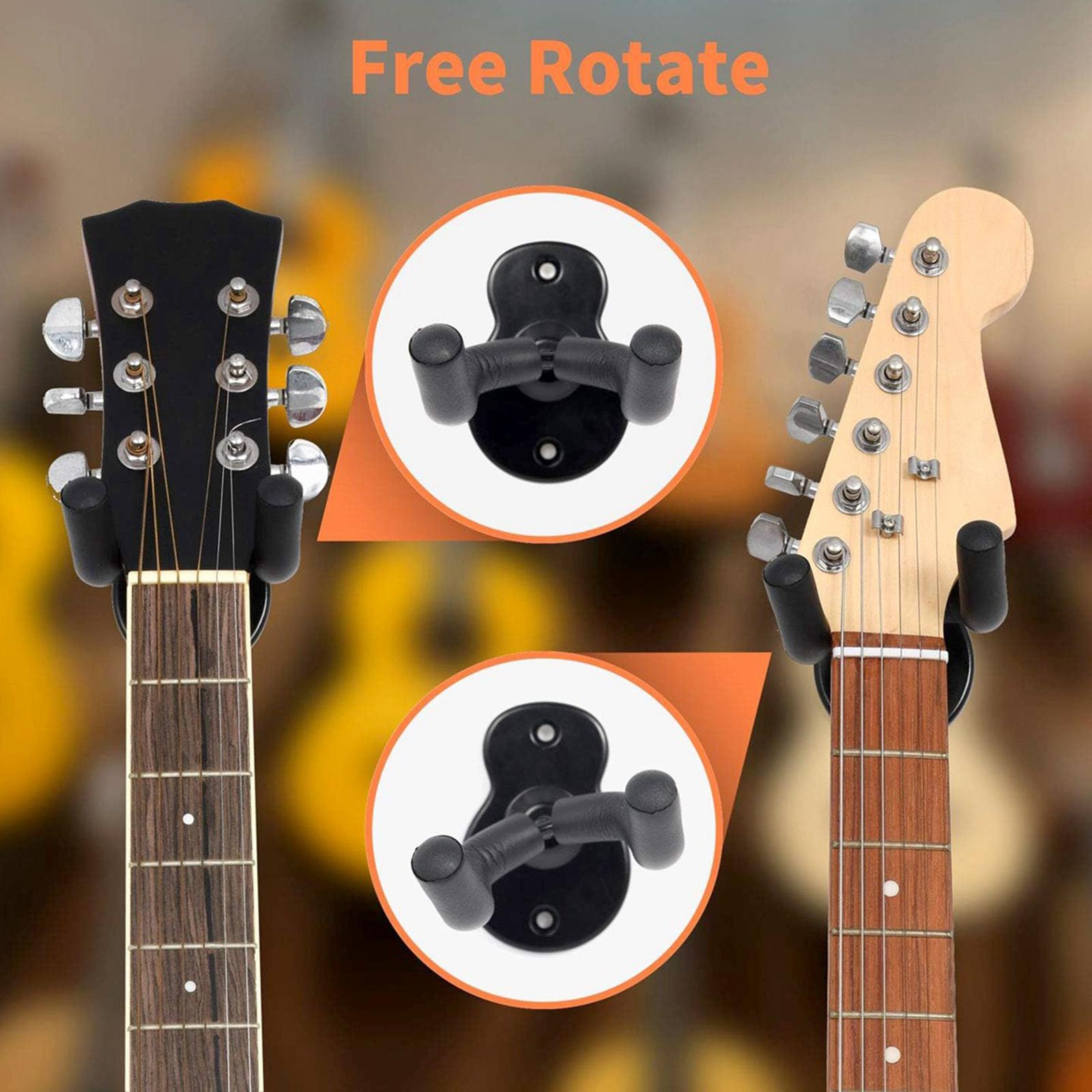 Guitar Wall Mount, Guitar Hanger Wall Hook with 5Pcs Guitar Picks Wall Guitar Holder for Acoustic Electric Bass Guitars Ukulele Violin