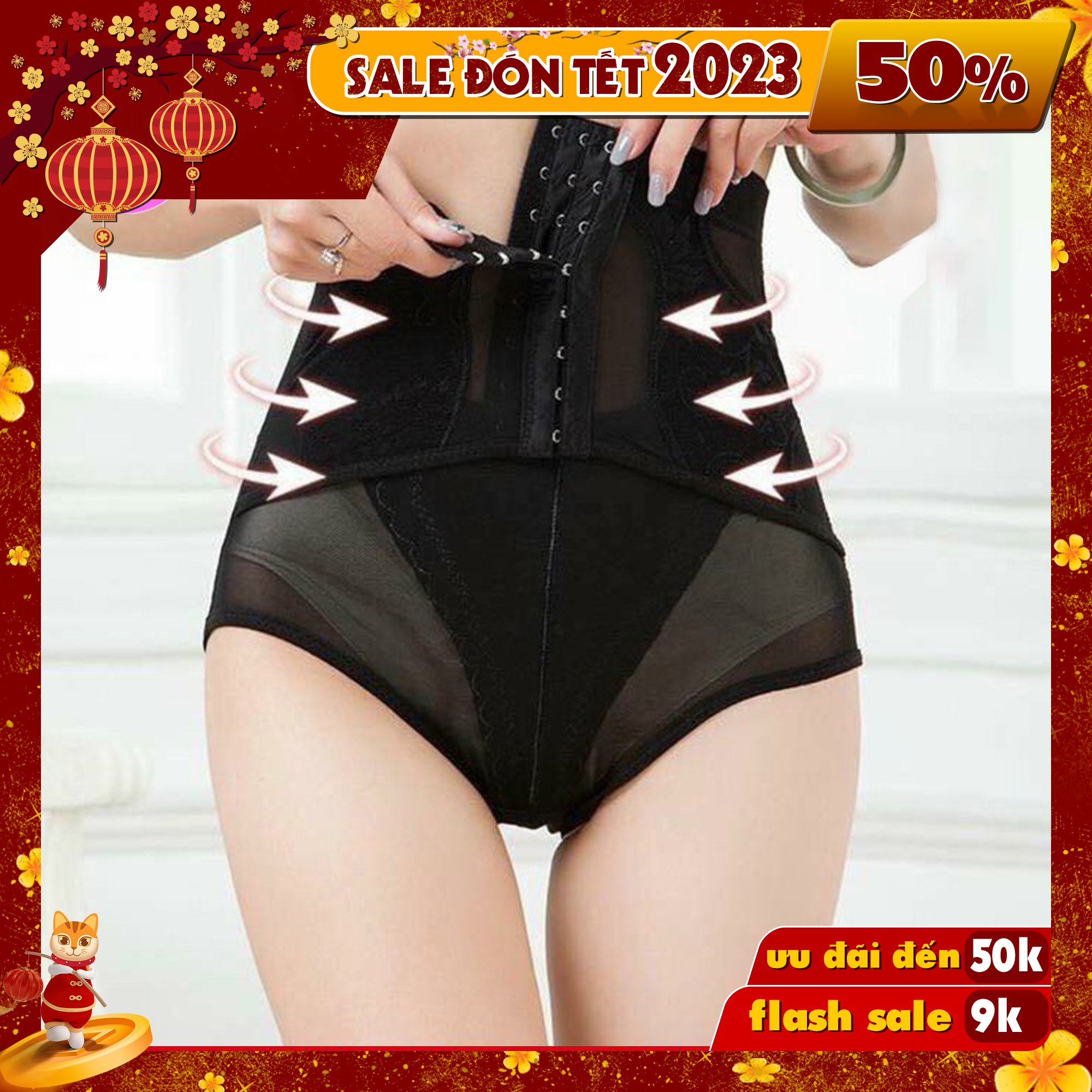 Quần Ghen Nịt Bụng, Quần Gen Nịt Bụng Dưới Móc Cài Tùy Điều Chỉnh, Quần Ghen Cạp Cao Giảm Eo Và Mỡ Bụng Sau Sinh Qg1 - Đen - Size L 40 - 48Kg
