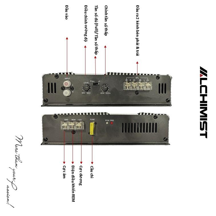 Bộ Khuếch Đại Âm Thanh Ô Tô Kỹ Thuật Số Alchimist AD2C-2200 DSP 2 kênh lắp đặt sub gầm đôi cho ô tô