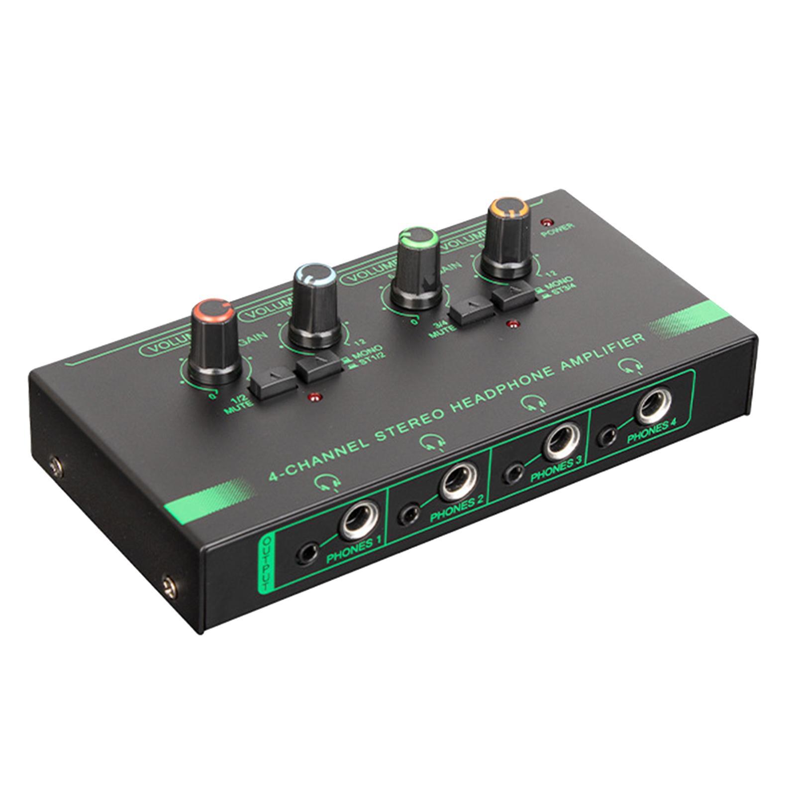 4 Channels Headphone Power Amplifier Multi Channel Headphone Splitter 5V 8 Headphone Jacks Metal Stereo Audio Amplifier for Mixer