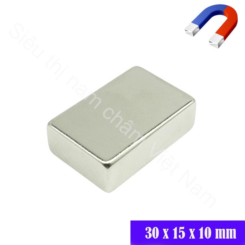 Nam châm hình chữ nhật lực mạnh kích thước 30x15x10mm - giá 1 viên
