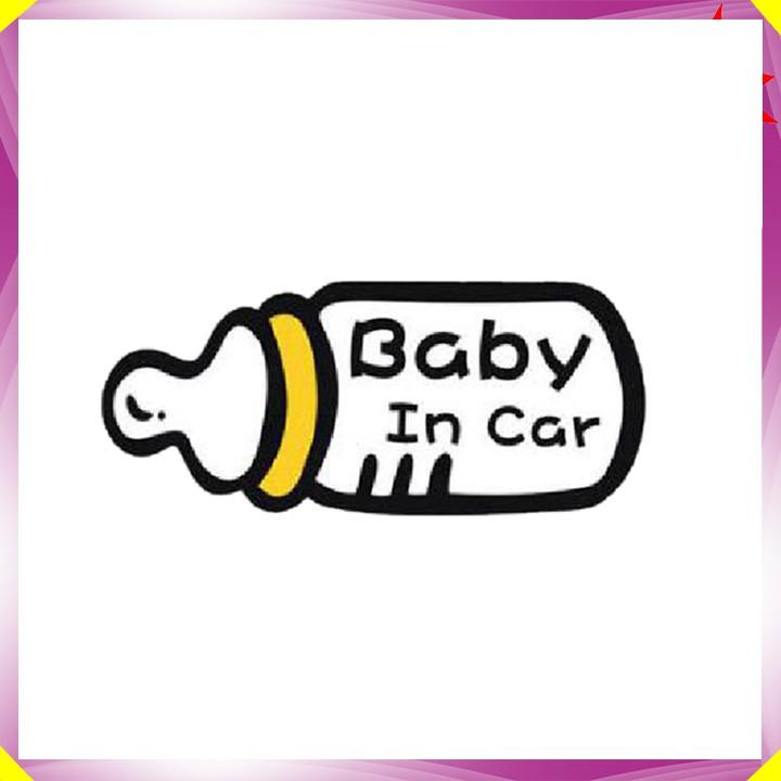 Sản phẩm Tem Decal baby in the car phản quang dán đuôi xe AC30101