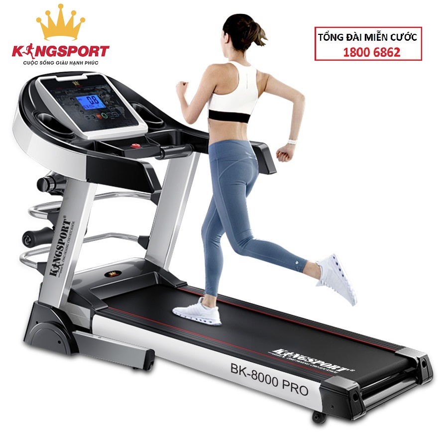 [TẶNG QUÀ 830K]  Máy chạy bộ tại nhà Kingsport BK-8000 Pro đa năng có chức nâng dốc tự động, kèm theo đai massage và thanh gập bụng