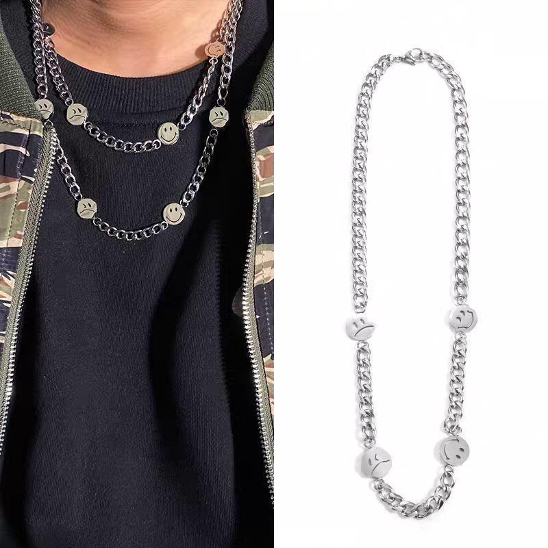 Vòng Cổ Dây Chuyền Titan Nam Nữ Mặt Cười Đa Sắc Thái Phong Cách Hiphop Thời Trang Cá Tính - Maxshopdoc