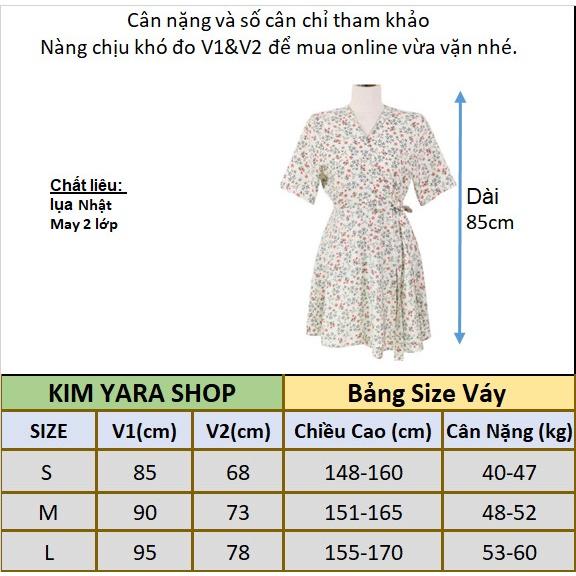 Đầm nữ hoa nhí cổ V đắp chéo tà cột eo mini ngắn trên gối - NA9