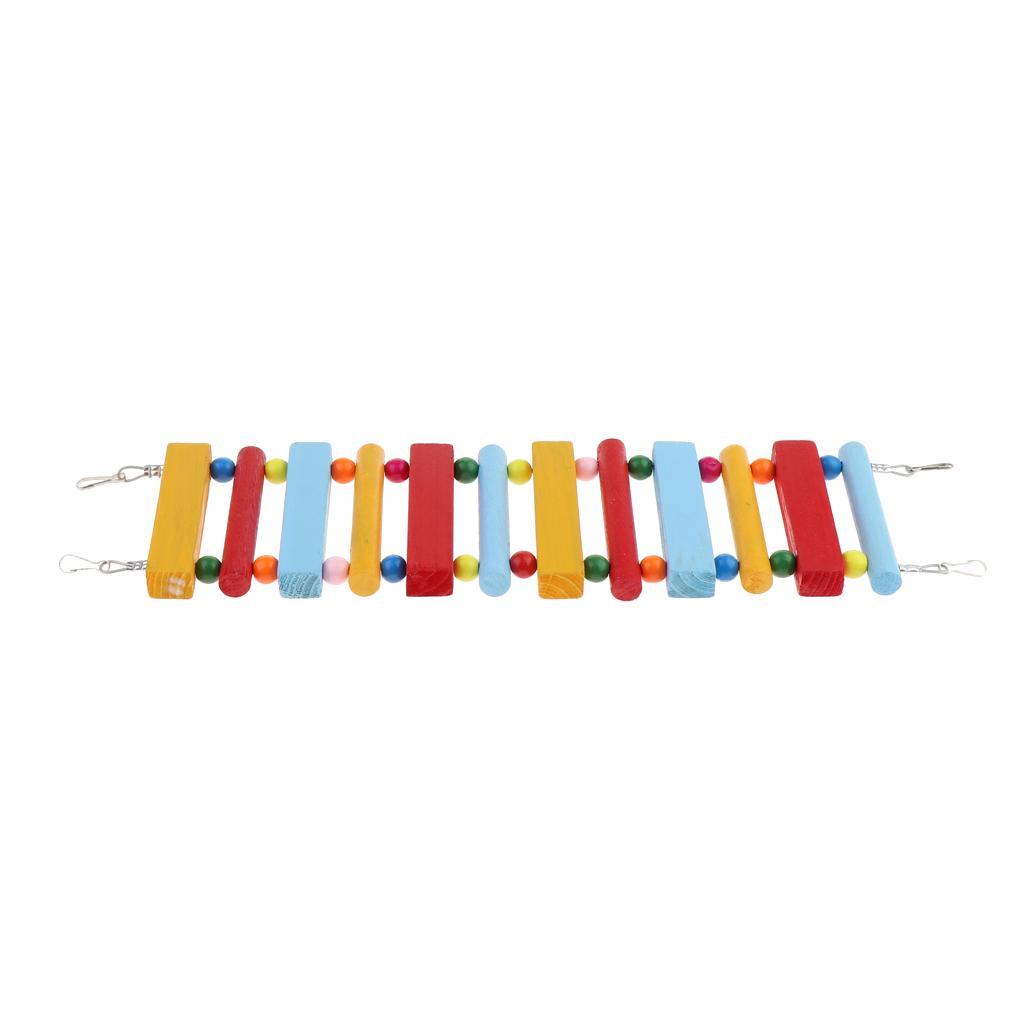 Bird Toys Wood Bird Ladder Step Parrot Ladder Swing Training Bridge Colorful