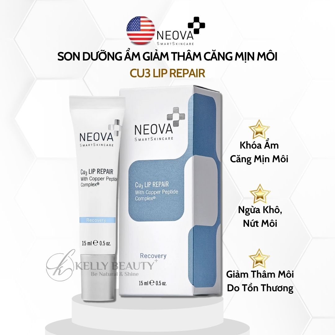 Son Dưỡng Ẩm Giảm Thâm Căng Mịn Môi NEOVA CU3 Lip Repair | Kelly Beauty