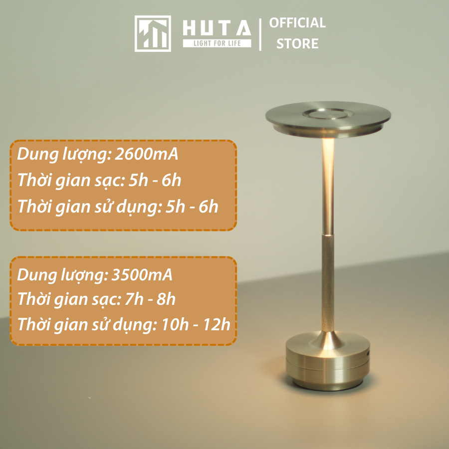 Đèn Led Quầy Bar Bàn Ăn Nhà Hàng HUTA AL4 Cảm Ứng Tích Điện USB Điều Chỉnh Ánh Sáng Vàng Trang Trí Quán Cà Phê Đèn Ngủ