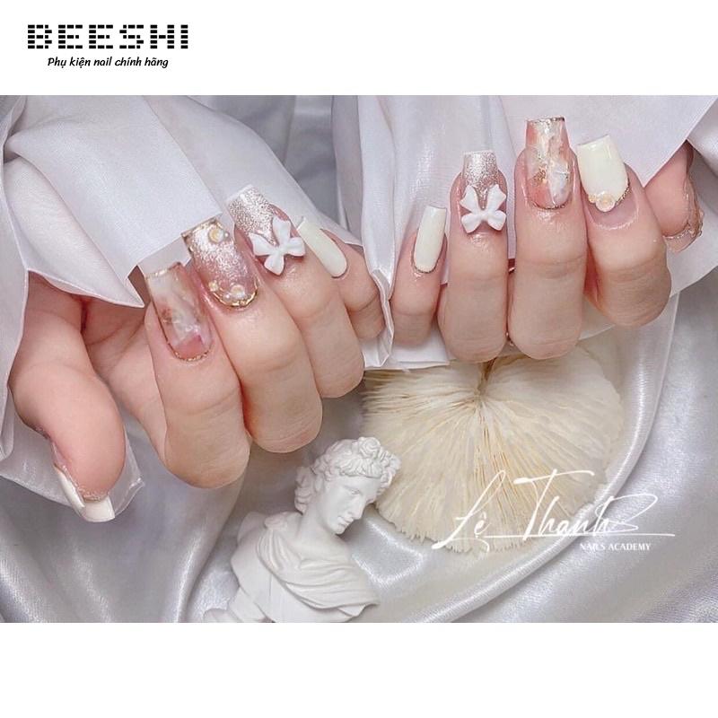 Charm nơ trang trí móng đen trắng phong cách hàn quốc-beeshi shop nail
