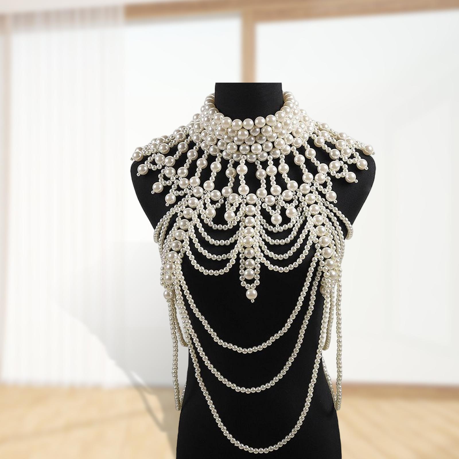 Pearl Body Chain Costume Multilayer Jewelry for Beach, Nightclub, Dance, Women, Girls