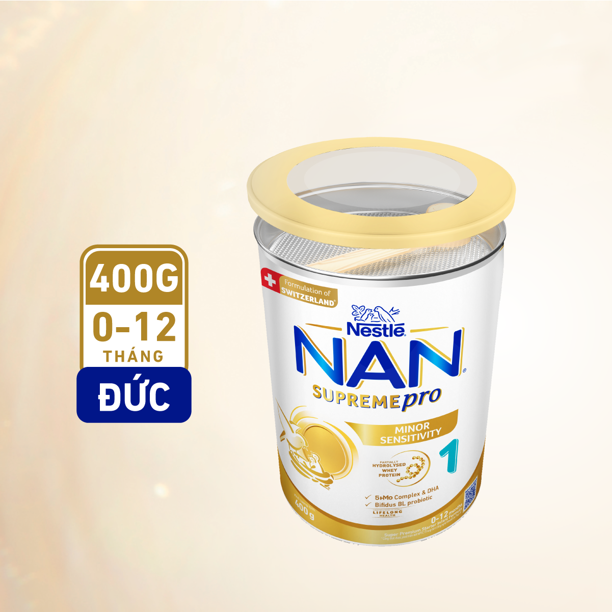 Sữa bột Nestlé NAN SUPREMEPRO 1 400g nhập khẩu Đức với 5HMO &amp; đạm Gentle Optipro ( Dành cho trẻ từ 0 - 12 tháng tuổi)