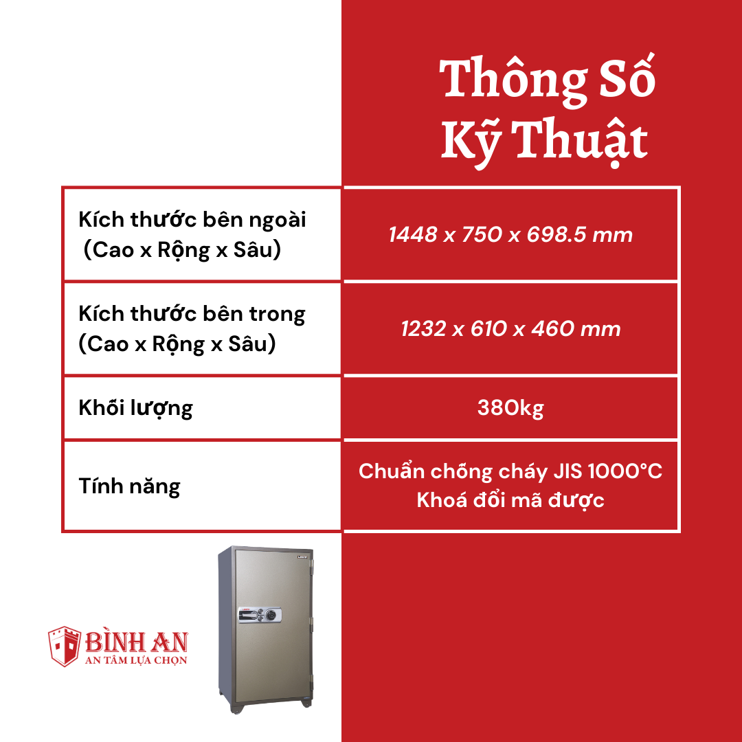 Két Sắt LEECL 704 Nhập Khẩu Thái Lan Chống Cháy Chuẩn JIS 1000 Độ C Khoá Bảo Mật Cao Cấp Cho Gia Đình Và Văn Phòng - Hàng Chính Hãng