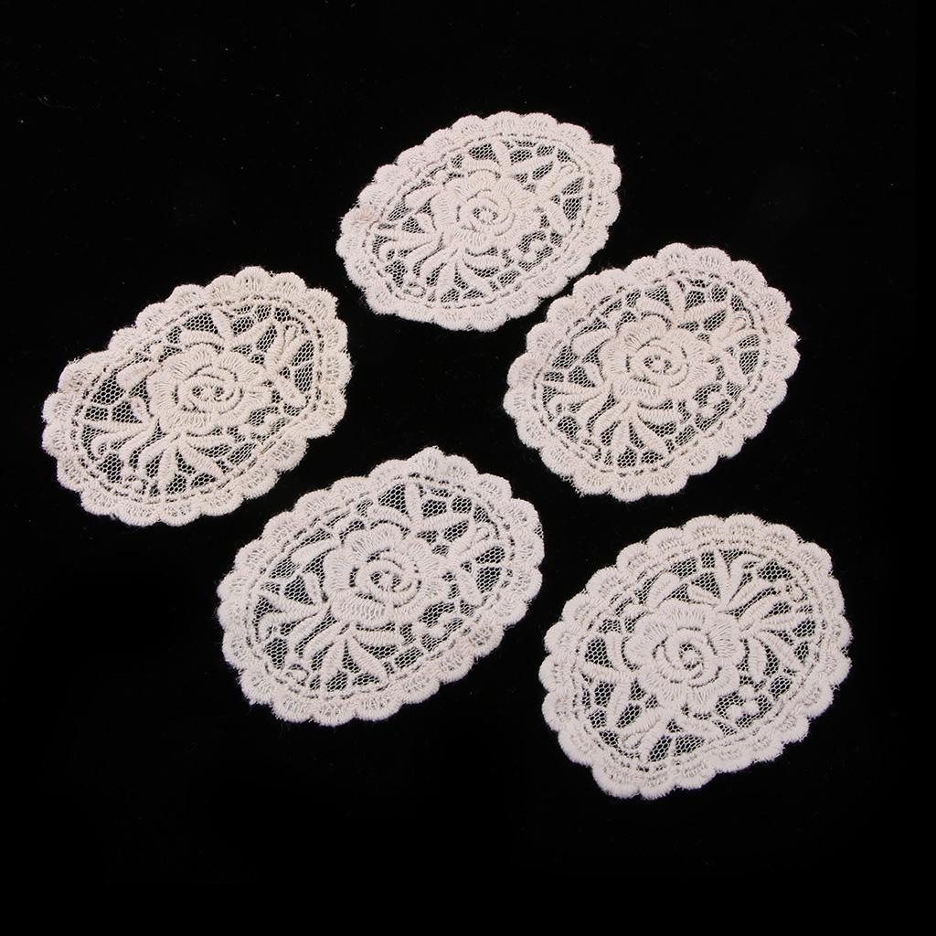 5 Pieces Embroidery Lace Appliques for Clothes Dress Decor Rose
