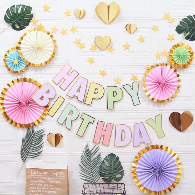Dây Chữ HAPPY BIRTHDAY bằng giấy treo trang trí tiệc sinh nhật tại nhà