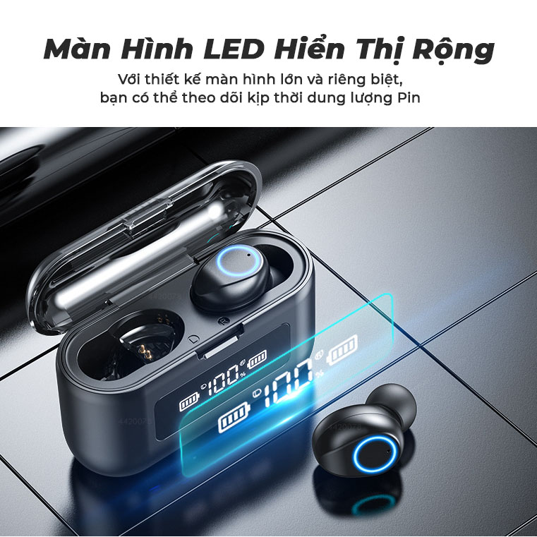 Tai Nghe Bluetooth Chơi Game Nghe Nhạc Xem Phim Tập Gym, Âm Thanh 3D Có Đèn Led, Điều Khiển Cảm Ứng, Chống Nước, Kiêm Pin Sạc Dự Phòng - Hàng Chính Hãng