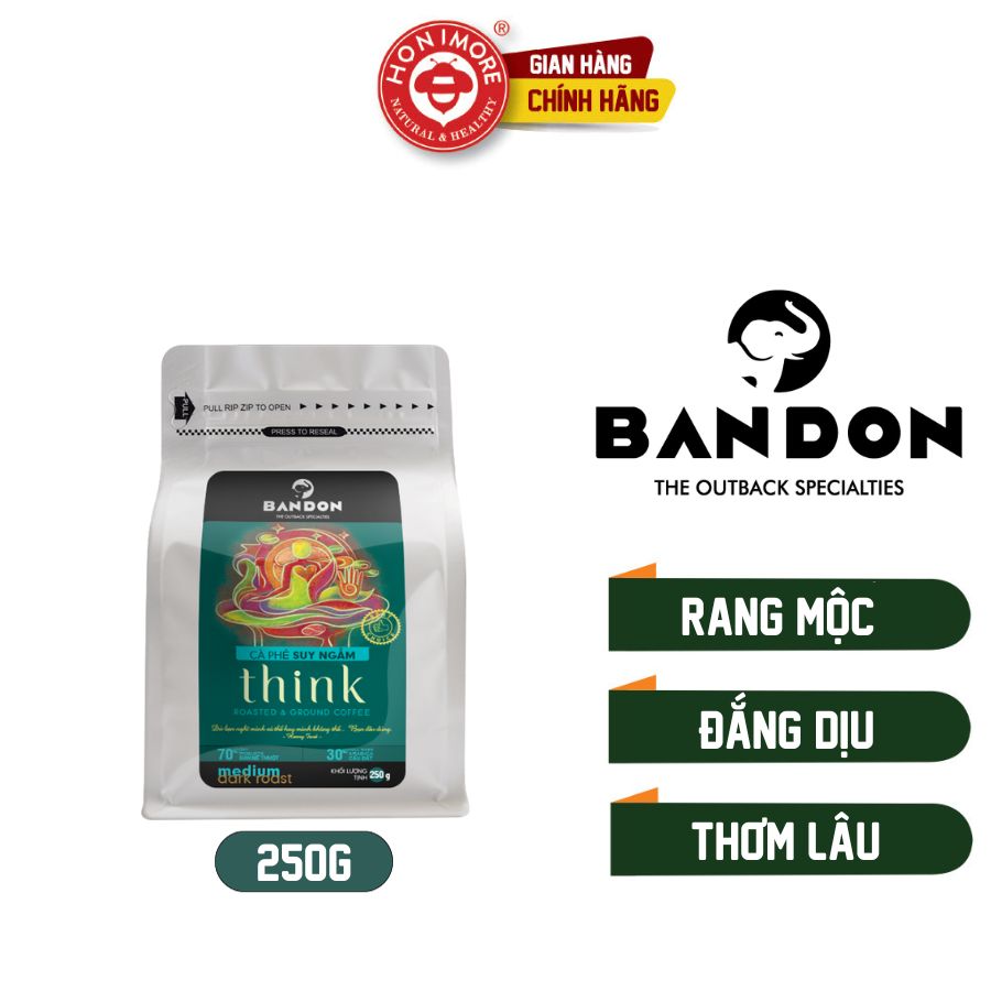Cà phê phin nguyên chất rang xay mộc sạch BANDON THINK 250g đắng dịu, thơm ngát. Cà phê đặc sản