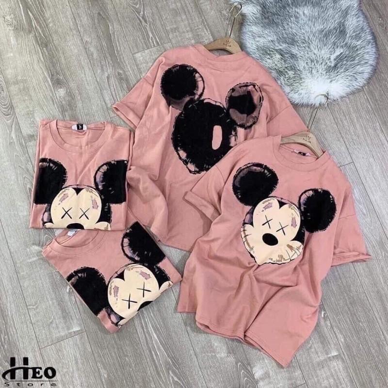 ÁO PHÔNG - FORM RỘNG NAM NỮ MÀU HỒNG HÌNH MICKEY SIÊU CUTE,SIÊU XINH