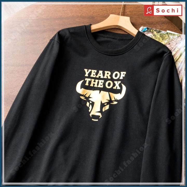 Áo nỉ dài tay nam, áo thu đông sweater mềm mịn vừa người in The OX mã SW.616