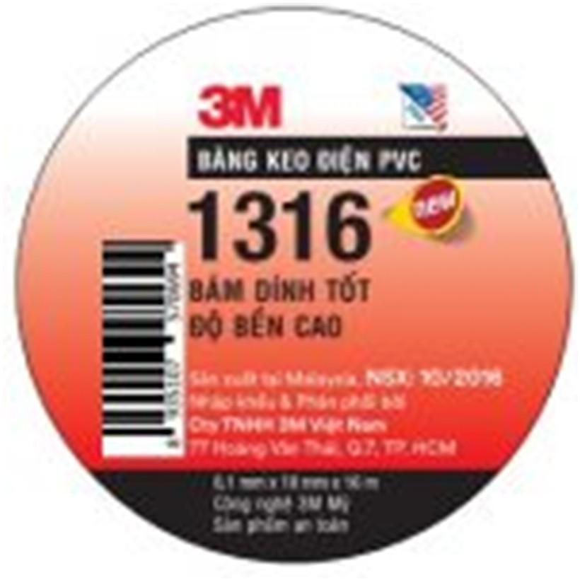 Băng Keo Điện 3M PVC 1316, Khổ 18mm x 16m x 0.1mm - 3M Long Vu