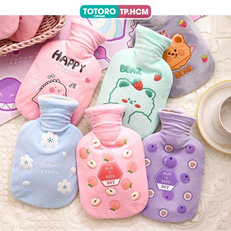 Túi chườm nóng lạnh 2 lớp Lông Mịn Gấu Thỏ Hoa dễ thương