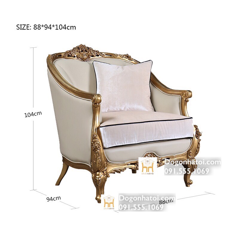 Sofa Da Phòng Khách Cao Cấp Nhập Khẩu Tân Cổ Điển SF415 - Đồ Gỗ Nhà Tôi