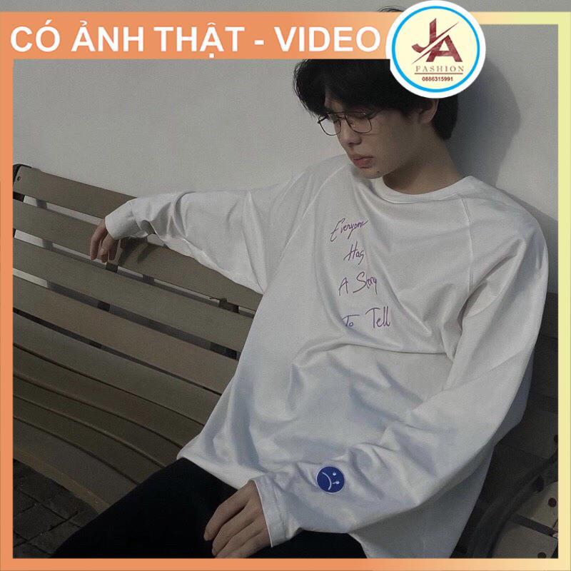 Áo thun tay dài sadboiz mặt tím THÊU TAY mặt buồn , áo phông nam nữ dài tay unisex form rộng chất cotton da