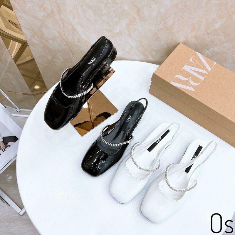 Giày mũi vuông dây đá hở gót có video và ảnh thật