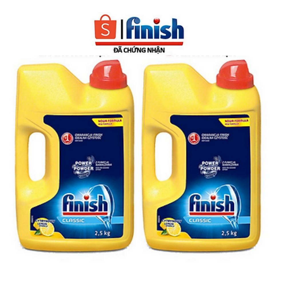 2 Can Bột rửa bát finish 2,5kg dùng cho máy rửa bát (2.5x2=5kg)