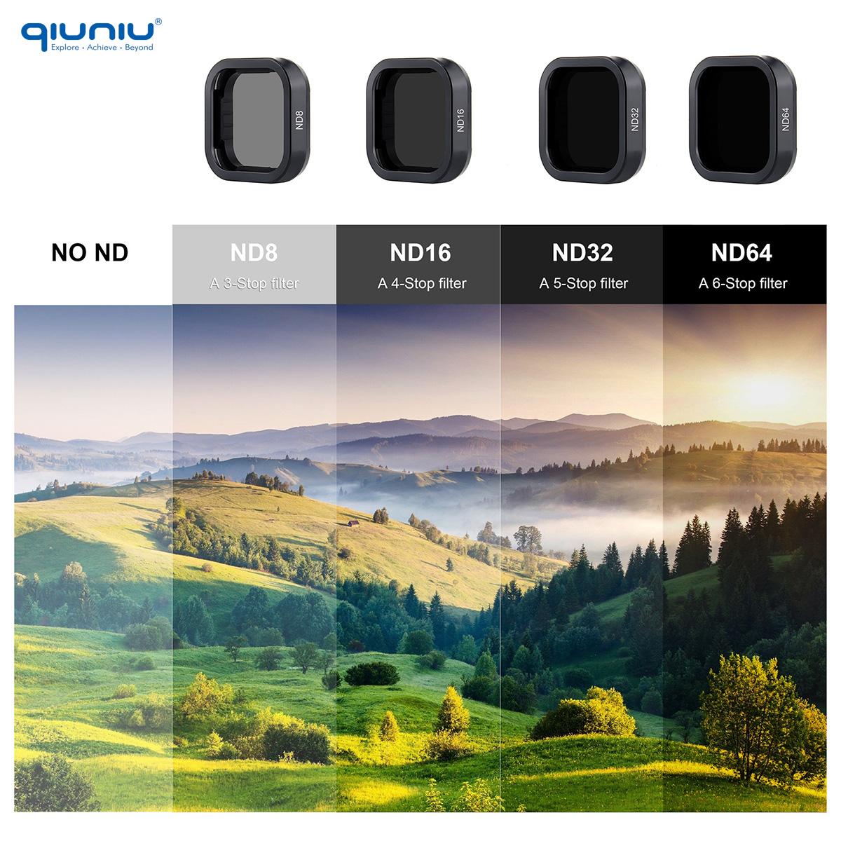 Qiuniu ND CPL Bộ lọc cho GoPro Hero 9 10 11 Black ND64 ND32 ND16 Bộ dụng cụ lọc màu đỏ cho Go Pro 11 Mini ống kính phân cực Phụ kiện