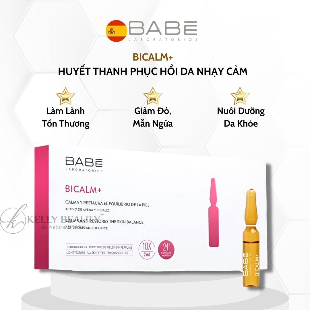 Huyết Thanh Phục Hồi Da BABE BiCalm+ Ampoules - Chống Kích Ứng, Làm Dịu Da, Dưỡng Ẩm, Lành Tổn Thương | Kelly Beauty