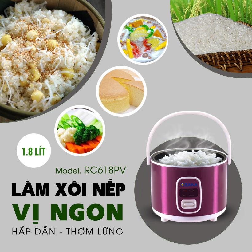 Nồi Cơm Điện 3D Cao Cấp Osaka RC618PV(1.8 L) - Hàng Chính Hãng