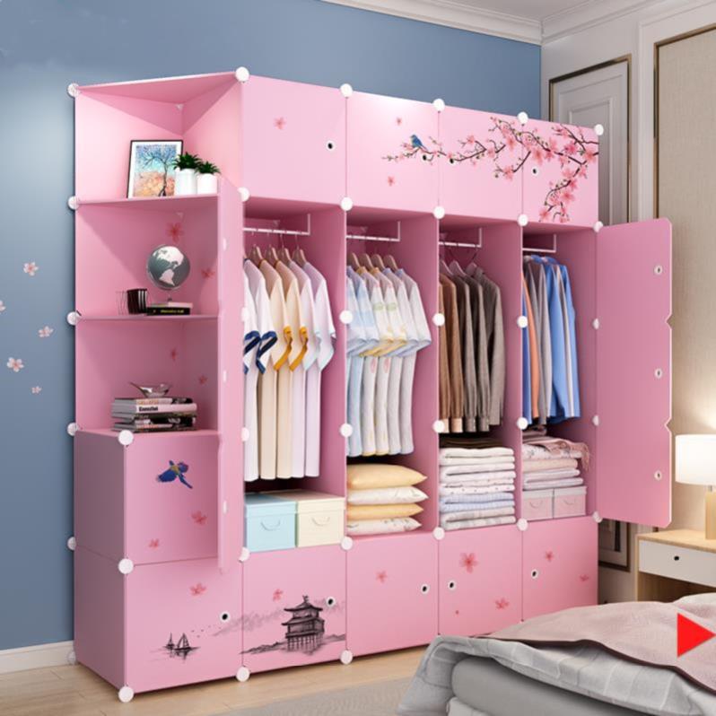 Tủ nhựa lắp ghép 22 ô và 3 ô xéo 4 thanh treo decal hoa anh đào sang trọng