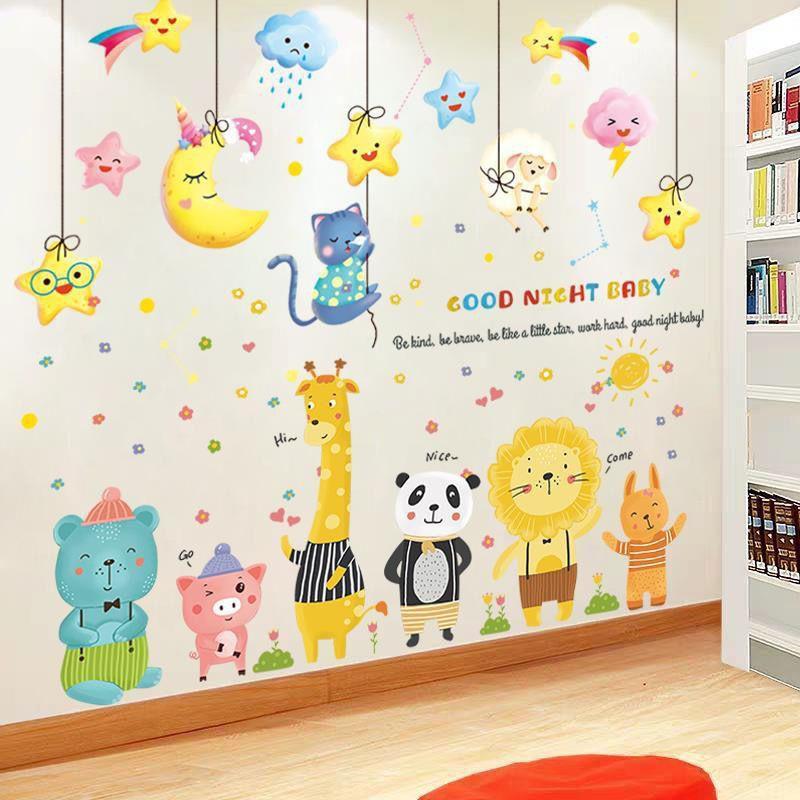 DECAL CHO BÉ _ Decal THÚ dán tường Combo tranh ghép trang trí phòng trẻ em hình động vật ngộ nghĩnh SIÊU ĐẸP