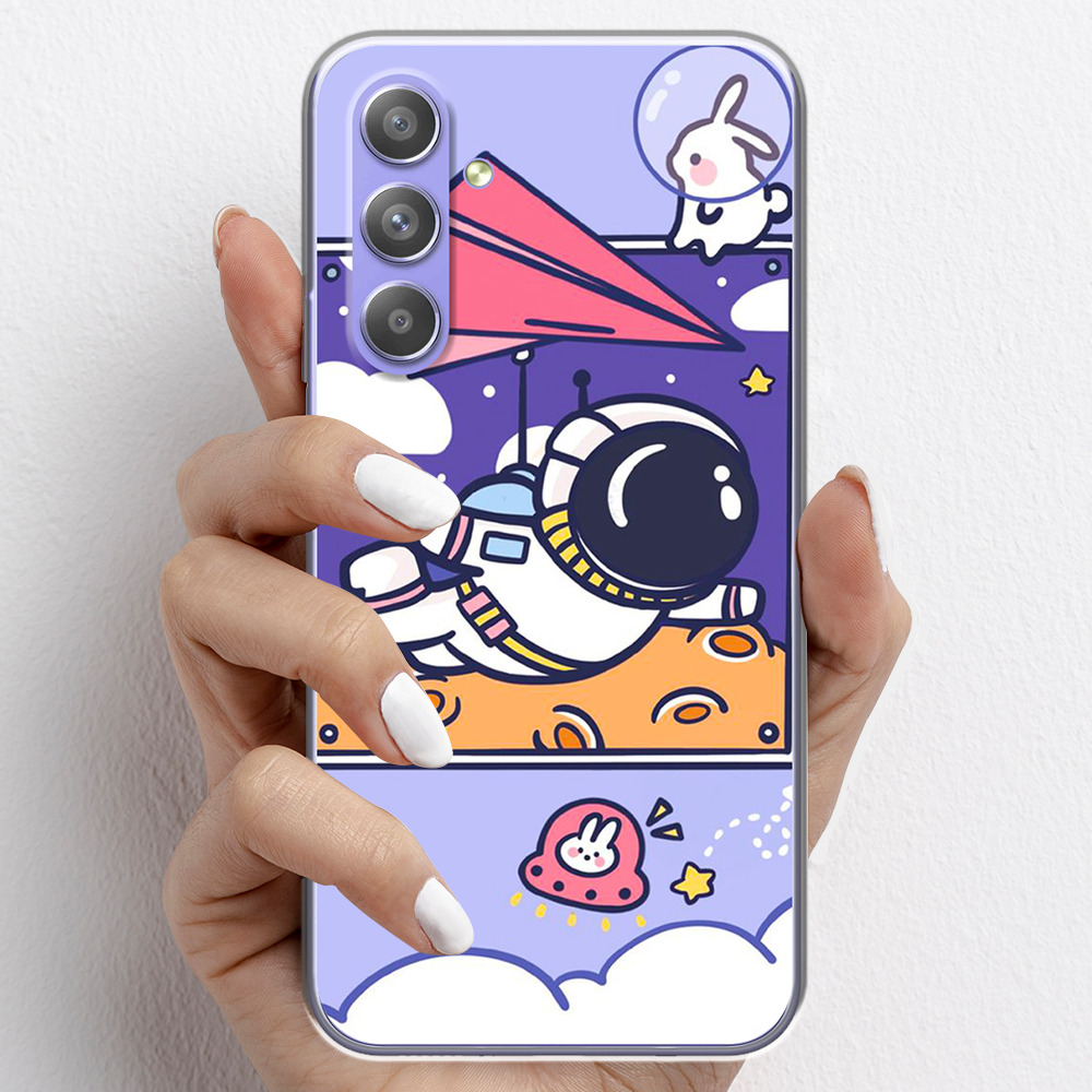 Ốp lưng cho Samsung Galaxy A54 nhựa TPU mẫu Phi hành gia tím