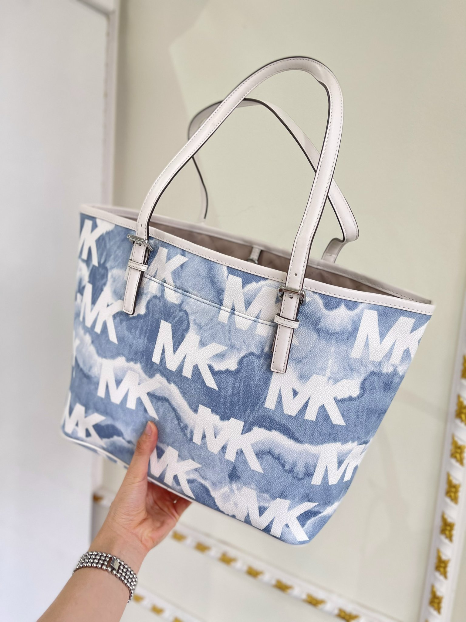 Túi MK Tote logo xanh