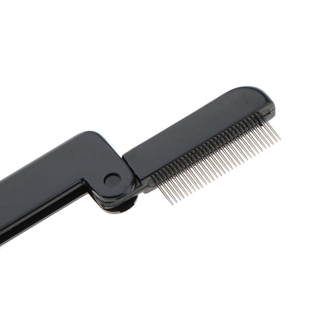 2x Travel Folding Mascara Eyelash Comb Eyebrow Shaping Brush w/ Steel Teeth