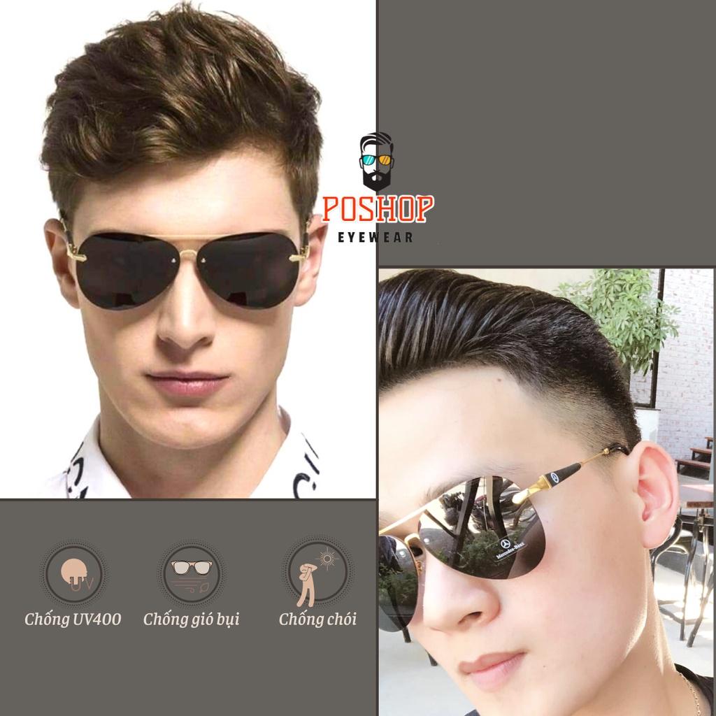 Kính mát nam cao cấp POSHOP gọng kim loại đàn hồi tròng phân cưc polaroid chống chói uv400 thời trang cổ điển M1