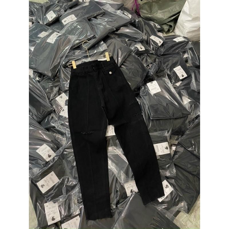 Quần baggy jean đen chạy gân NHA02, ảnh thật 100%