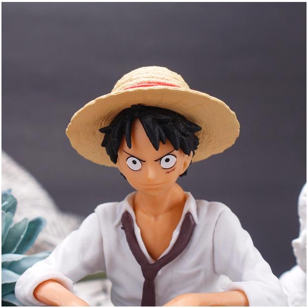 Mô Hình Luffy Mặc Áo Sơ Mi Trắng, Đỏ, Nhân Vật OnePiece Truyện Tranh Đảo Hải Tặc, Cao 12cm - Mô Hình Trang Trí