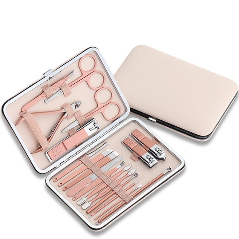 Bộ Bấm Móng Tay 18 Món Màu Hồng Cao Cấp