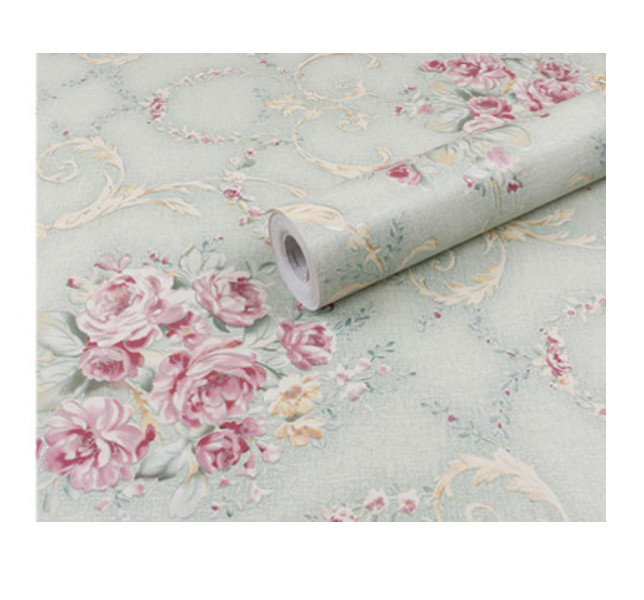GIẤY DÁN TƯỜNG KHỔ 45CM X 1OM HỒNG CỔ ĐIỂN XANH