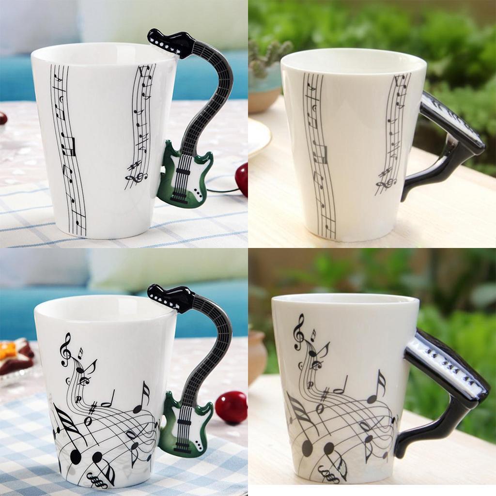 400ml Music Mug with Handle Coffee Cup Ceramic Cup Gift for Friend Guitar