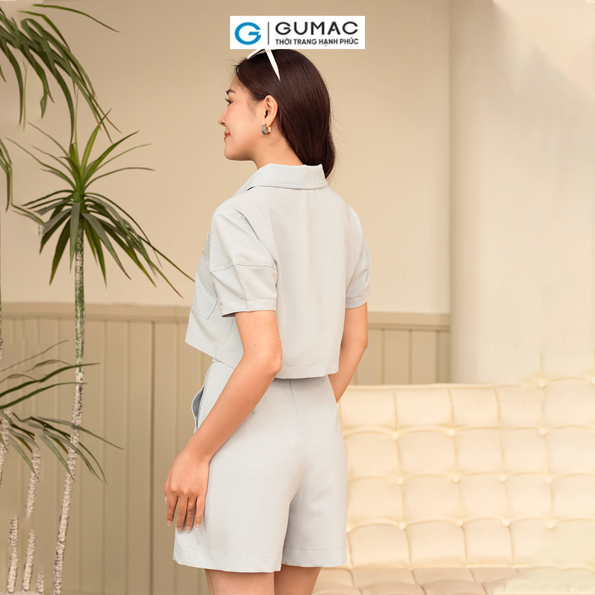 Set lẻ Áo kiểu tay bí thời trang GUMAC AD06071 - Quần short túi đắp thời trang GUMAC QD06072
