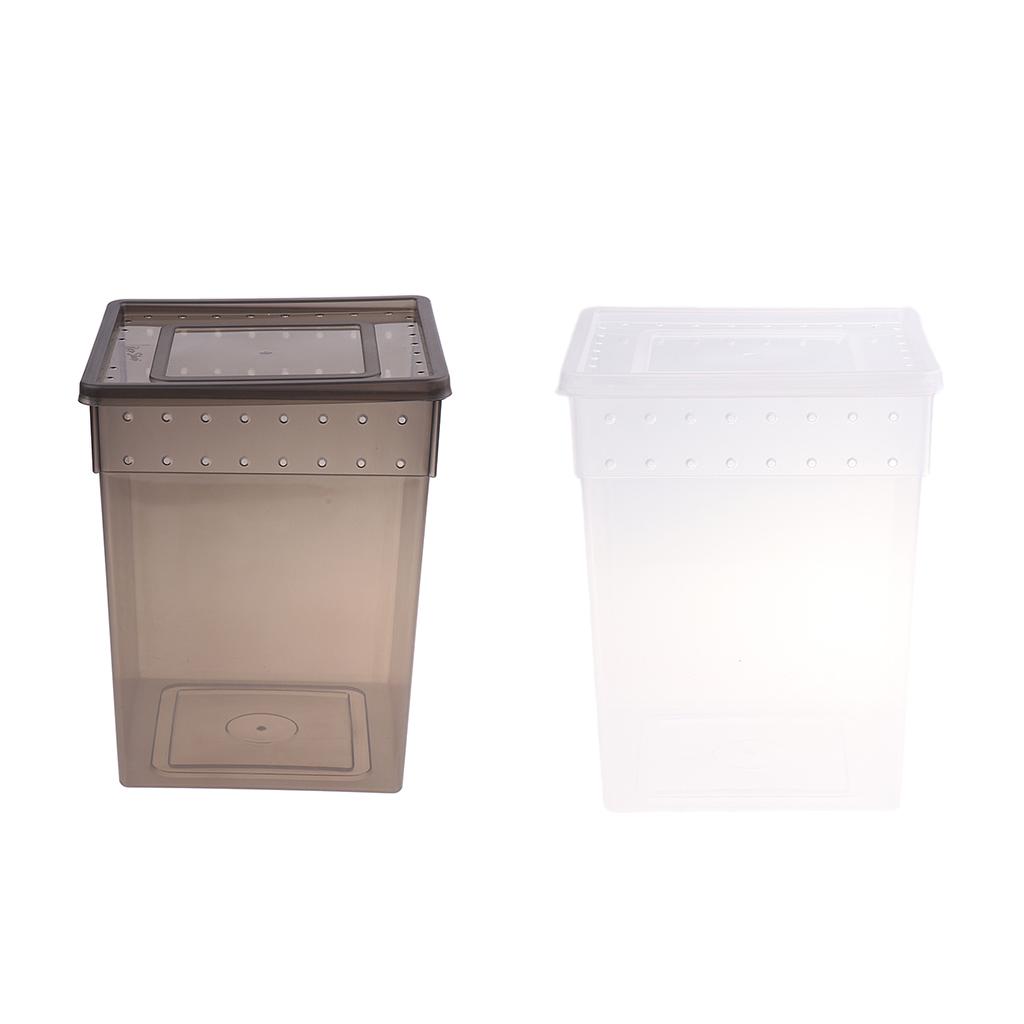 Reptile Feeding Box Transparent Cage Hatching Container for Lizard Frog Black