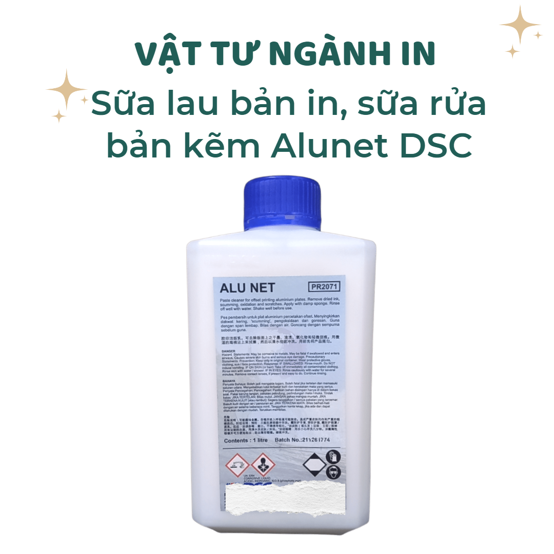 Sữa rửa bản kẽm ALUNET dùng trong công nghệ in offset, bảo vệ kẽm in, tẩy rửa lau chùi mực in